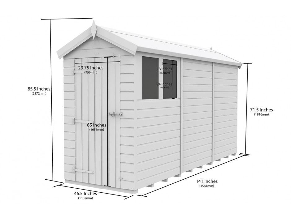 4ft x 12ft Apex Shed