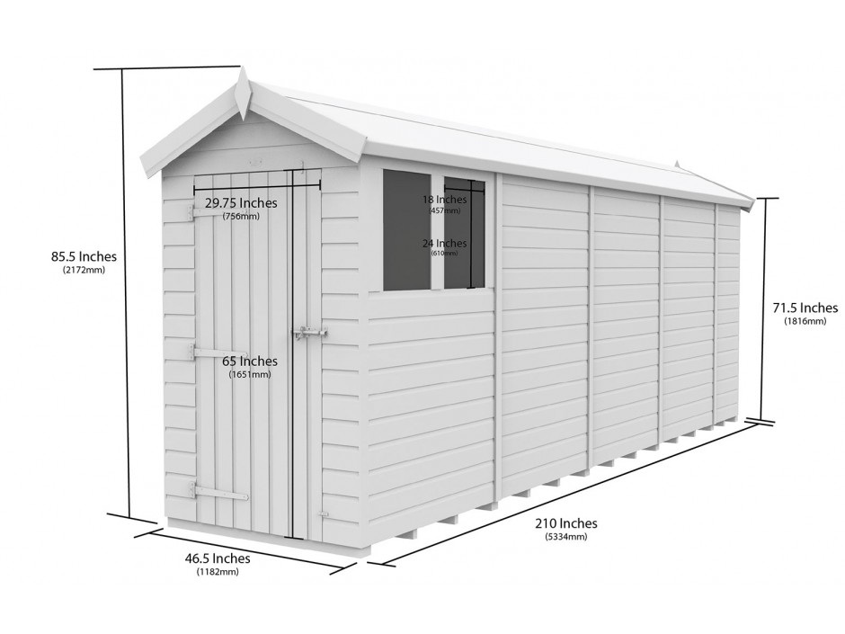 4ft x 18ft Apex Shed