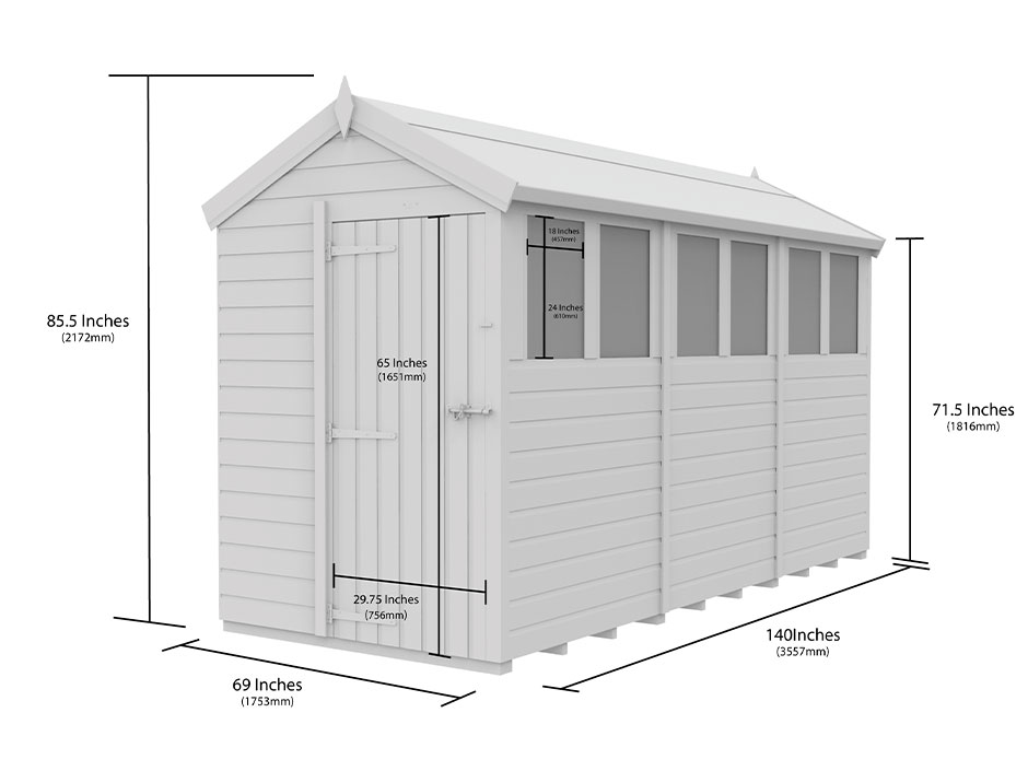 5ft x 12ft Apex Shed