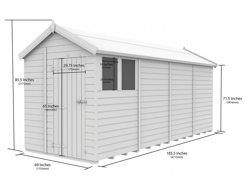 6ft x 16ft Apex Shed