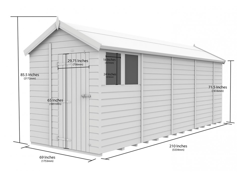 6ft x 18ft Apex Shed