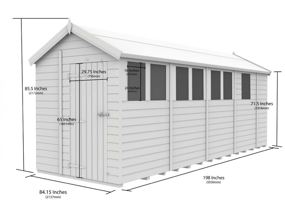 7ft x 17ft Apex Shed