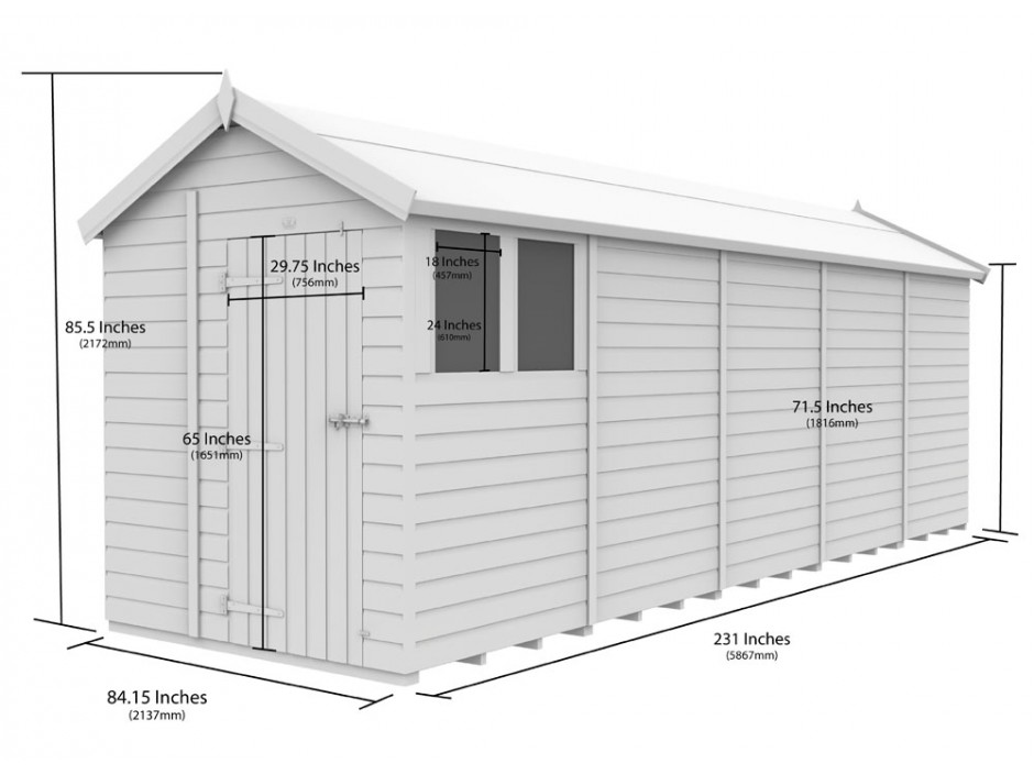 7ft x 20ft Apex Shed