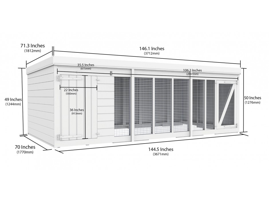 12ft x 6ft Dog Kennel and Run