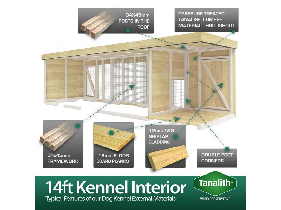 14ft x 4ft Dog Kennel and Run