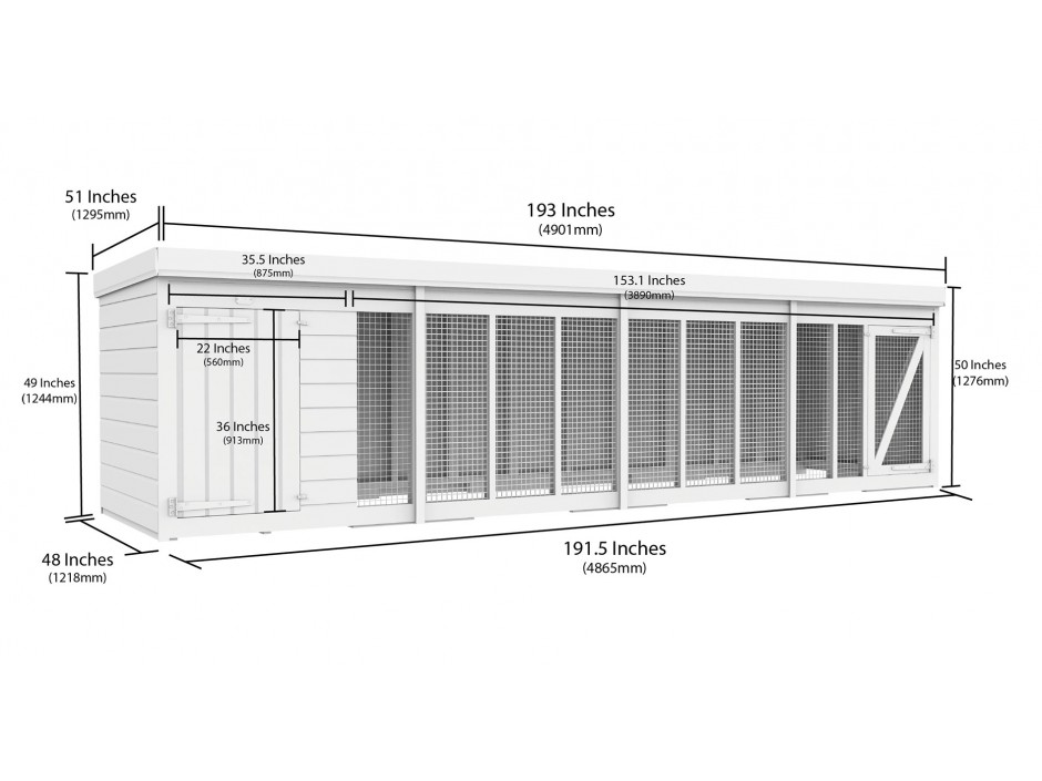 16ft x 4ft Dog Kennel and Run