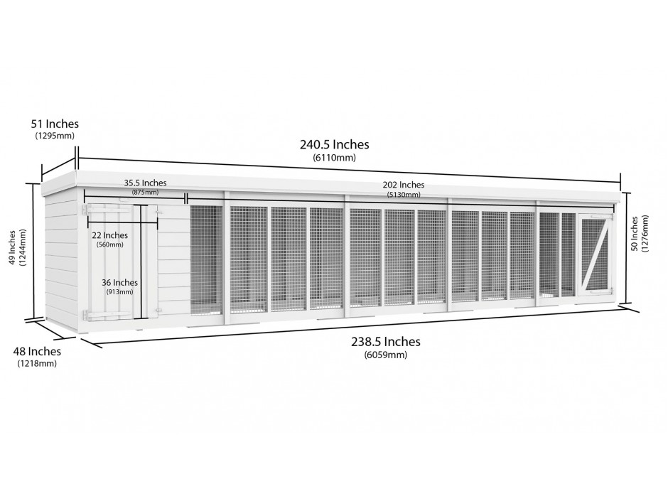 20ft x 4ft Dog Kennel and Run