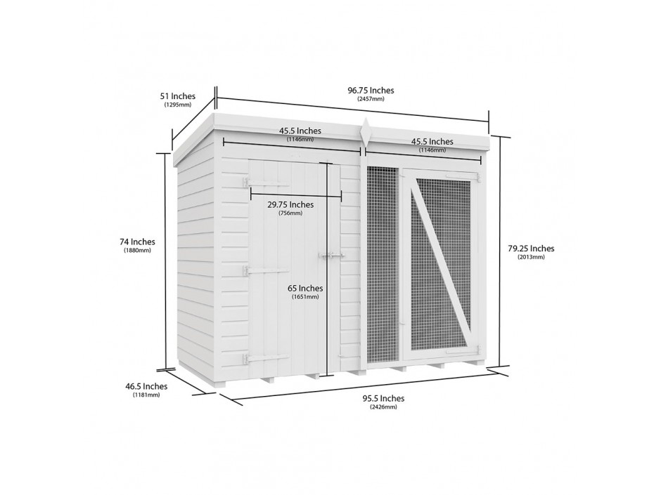 8ft X 4ft Dog Kennel and Run Full Height