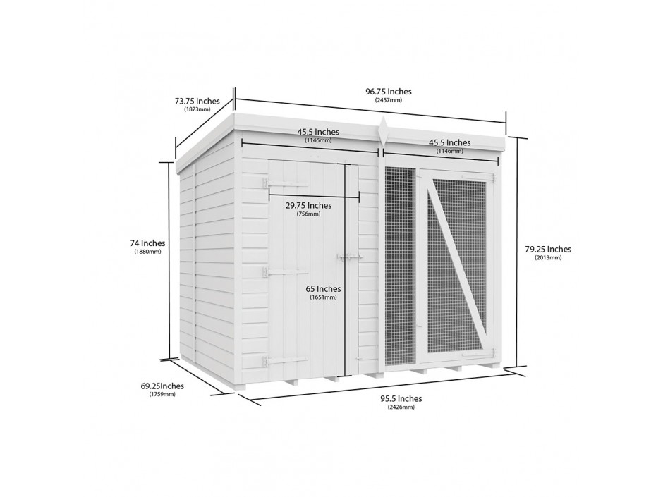 8ft X 6ft Dog Kennel and Run Full Height