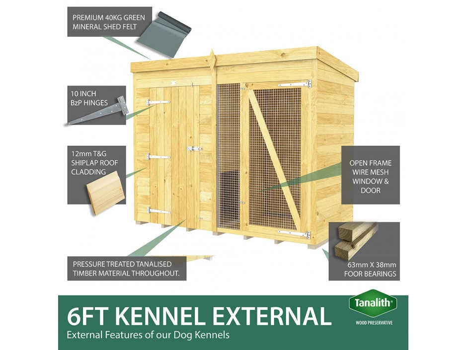 8ft X 6ft Dog Kennel and Run Full Height