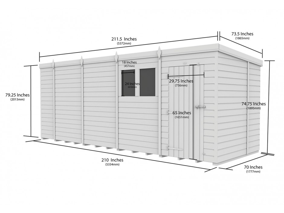 18ft x 6ft Pent Shed