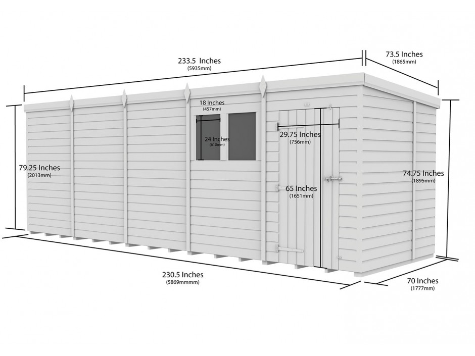 20ft x 6ft Pent Shed