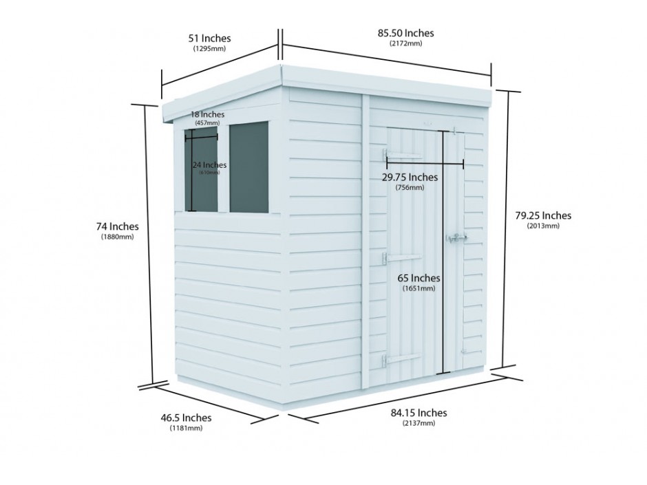 7ft x 4ft Pent Shed