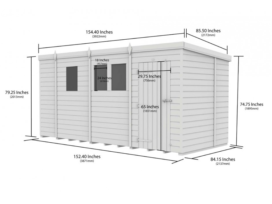 13ft x 7ft Pent Shed