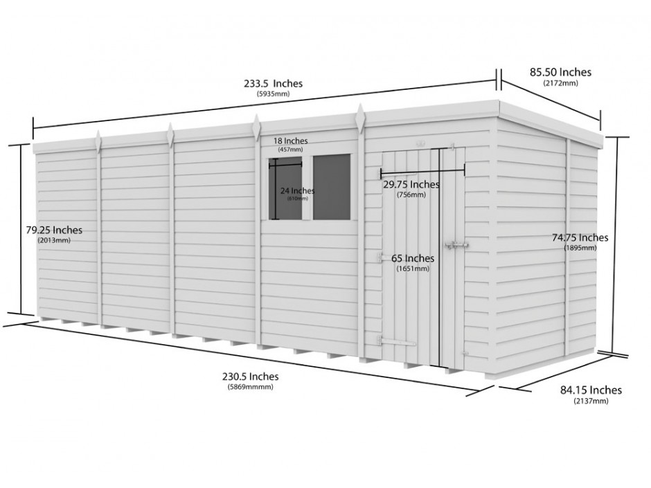 20ft x 7ft Pent Shed