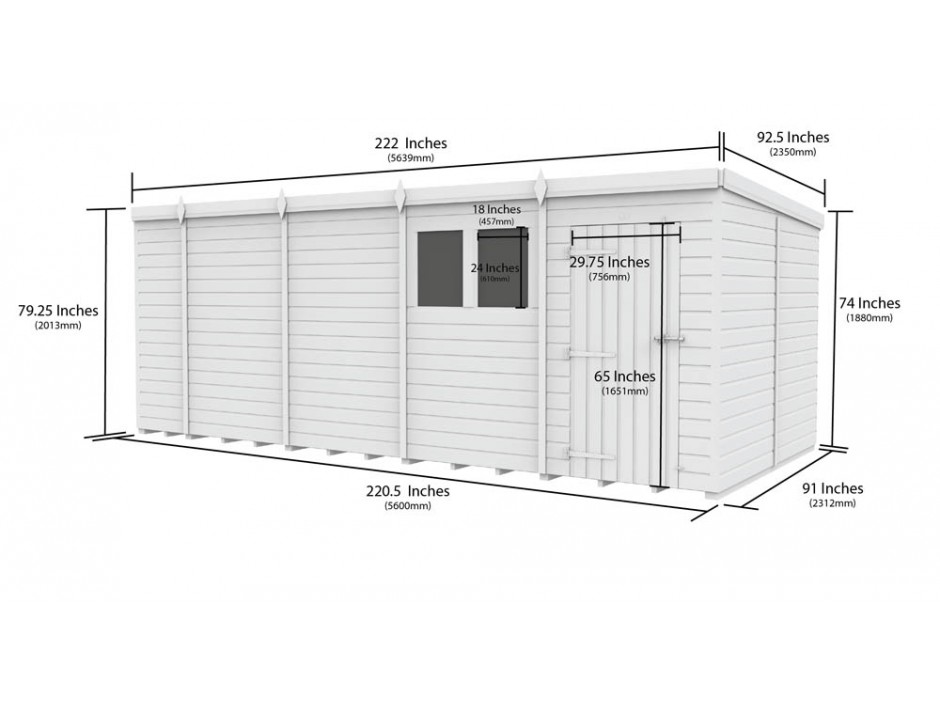 19ft x 8ft Pent Shed