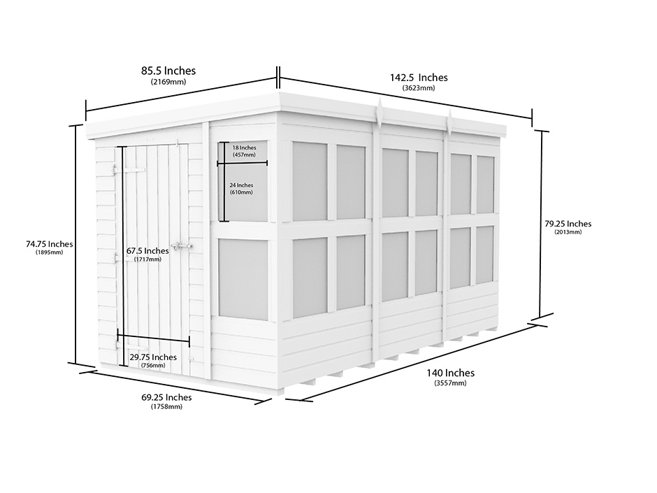 12ft x 6ft Pent Potting Shed