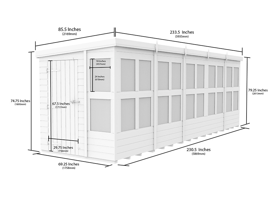 20ft x 6ft Pent Potting Shed