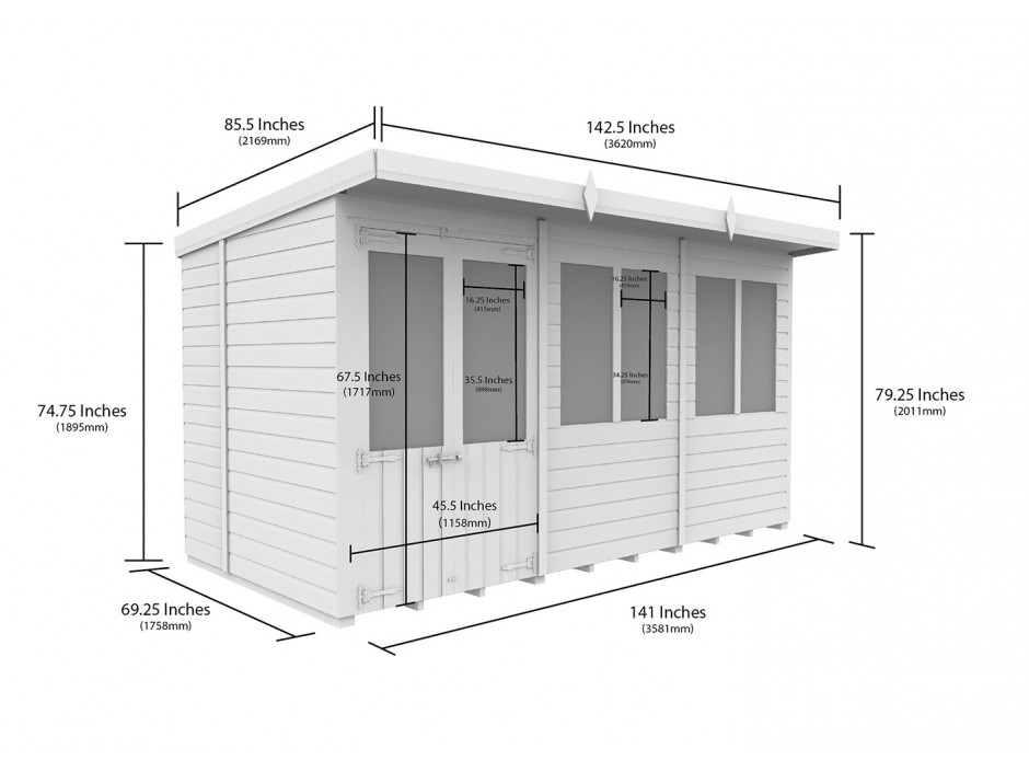 12ft x 6ft Pent Summer House