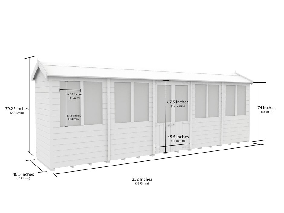 4ft x 20ft Apex Summer House