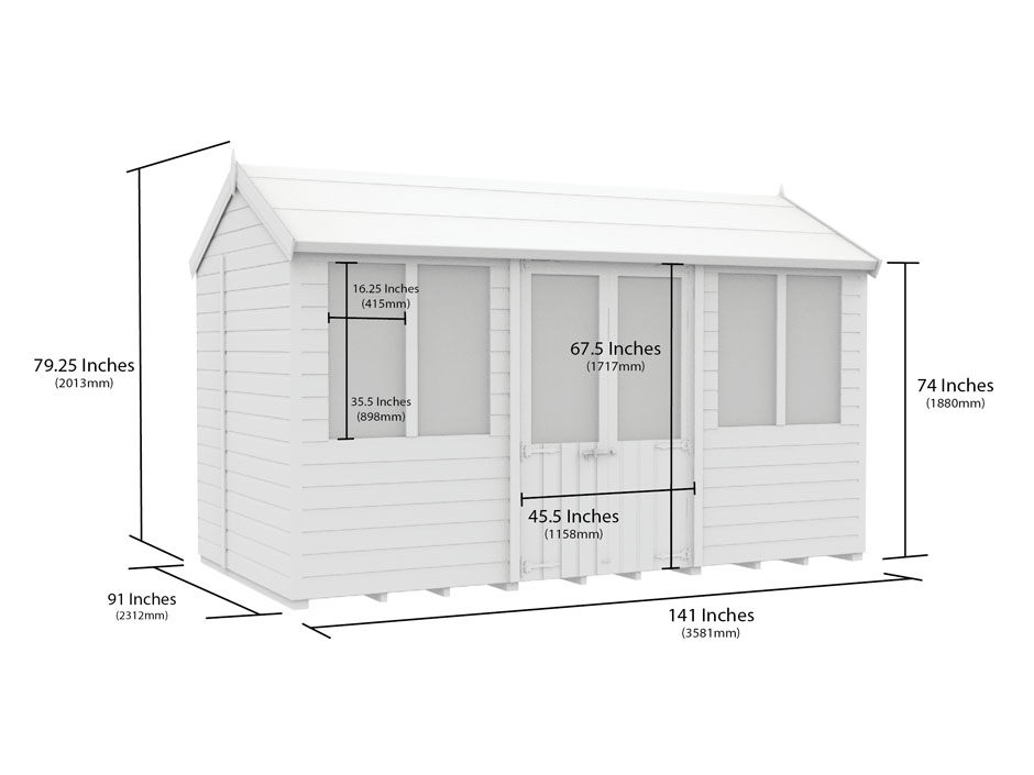 8ft x 12ft Apex Summer House