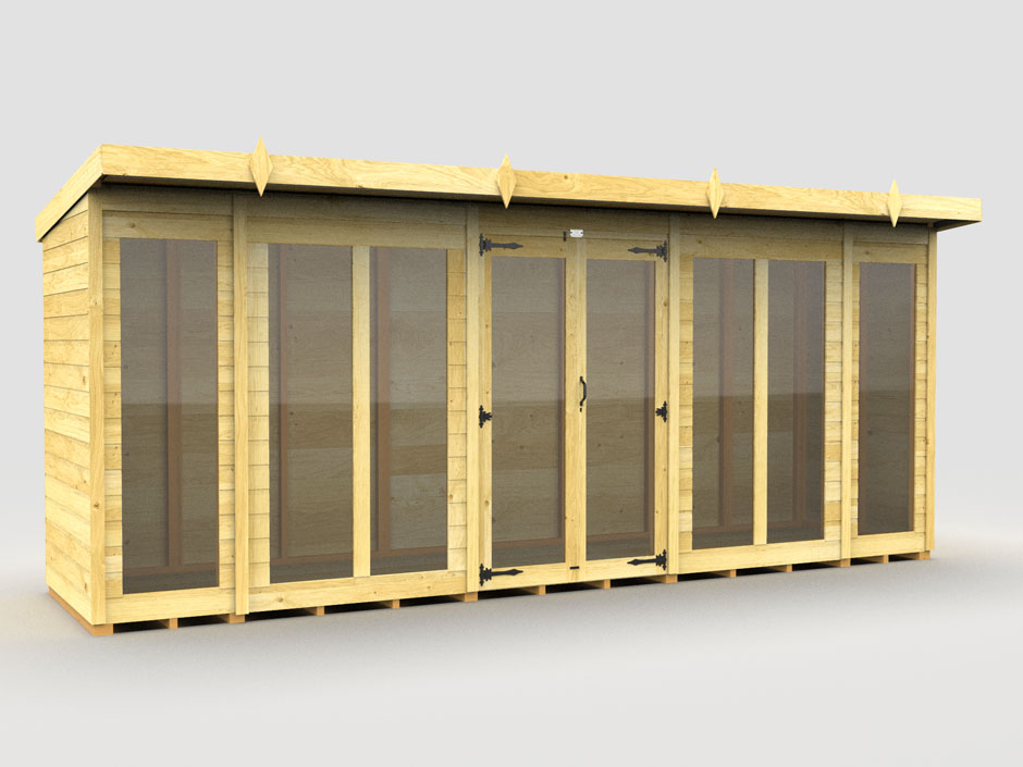 16ft x 4ft Pent Summer House (Full Height Window)