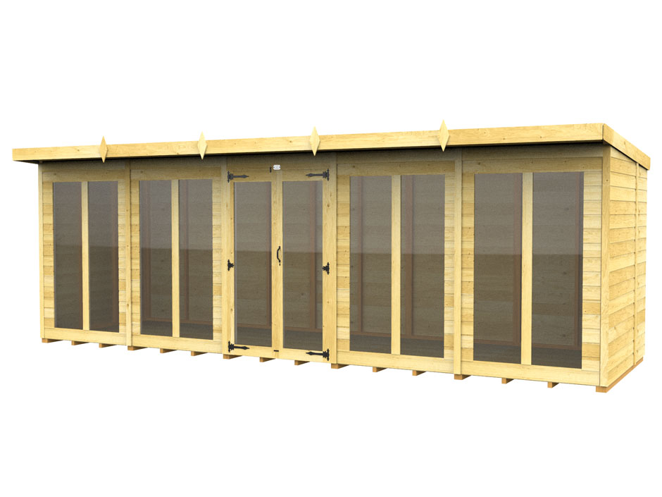 20ft x 5ft Pent Summer House (Full Height Window)