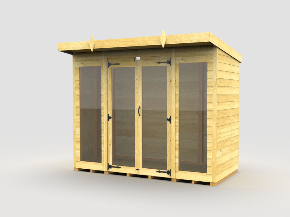 8ft x 4ft Pent Summer House (Full Height Window)