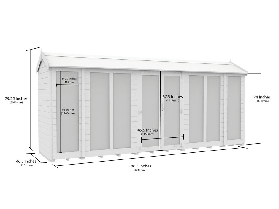 4ft x 16ft Apex Summer House (Full Height Window)