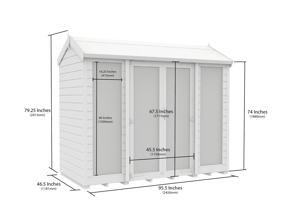 4ft x 8ft Apex Summer House (Full Height Window)