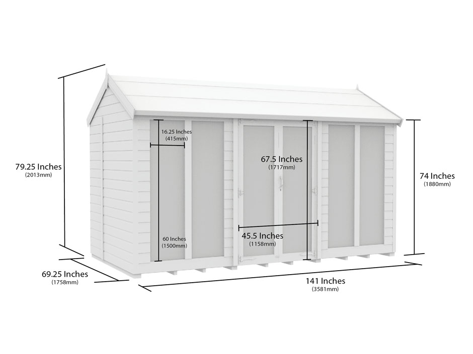 6ft x 12ft Apex Summer House (Full Height Window)