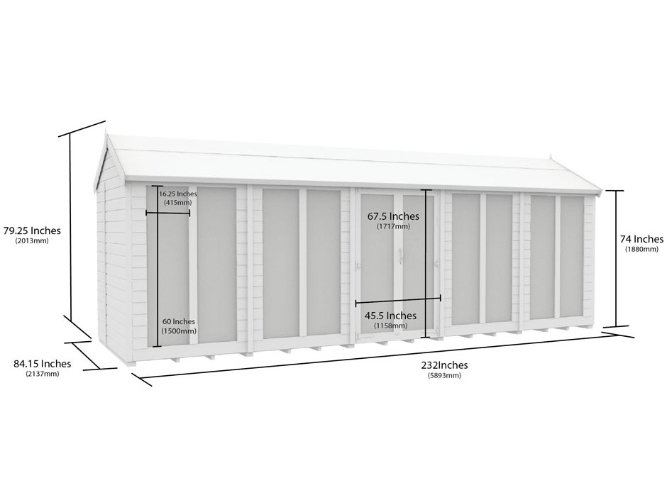 7ft x 20ft Apex Summer House (Full Height Window)