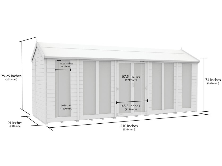 8ft x 18ft Apex Summer House (Full Height Window)