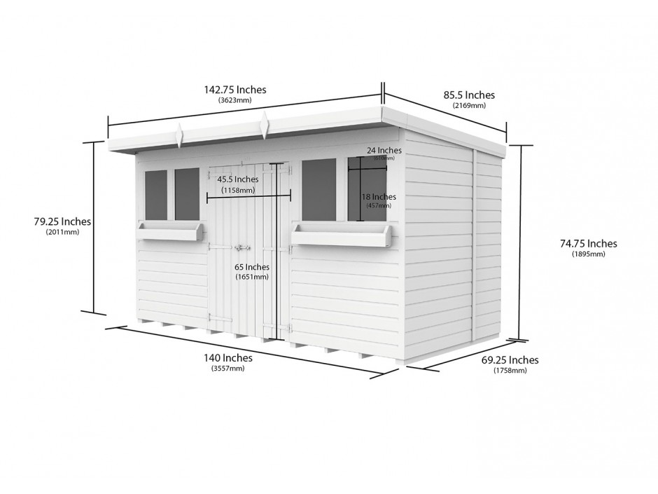 12ft x 6ft Pent Summer Shed