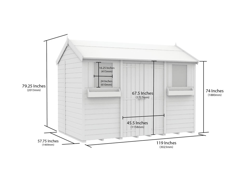 5ft x 10ft Apex Summer Shed