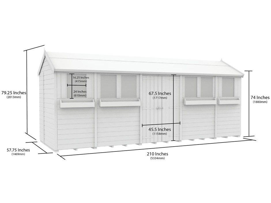 5ft x 18ft Apex Summer Shed