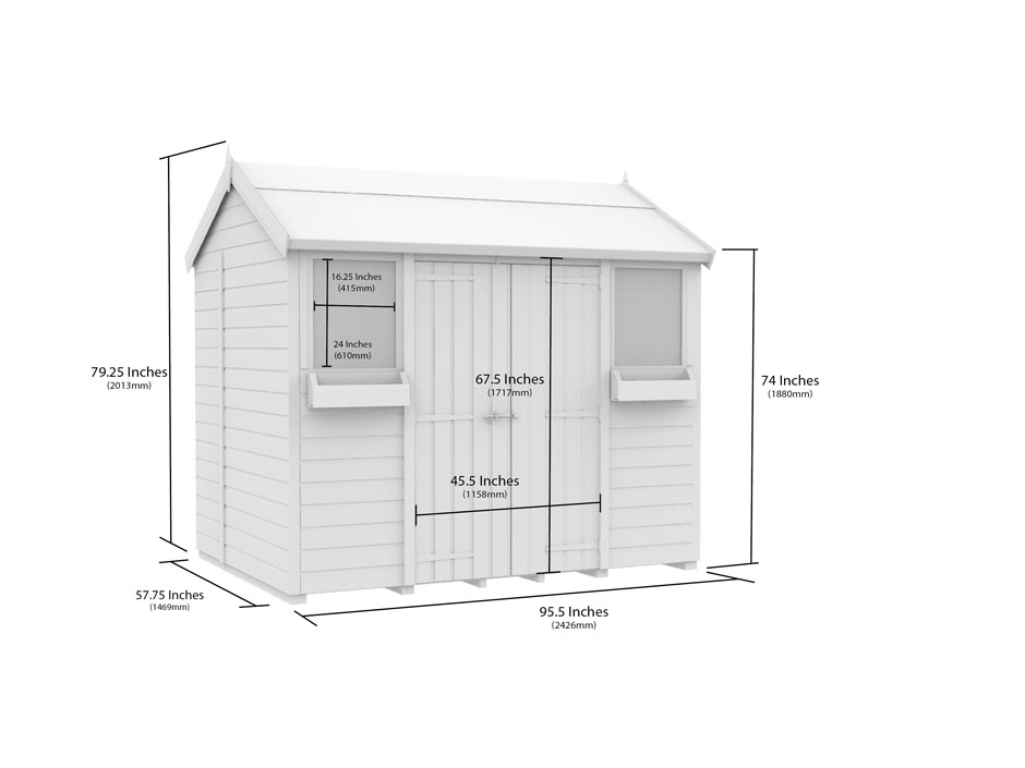 5ft x 8ft Apex Summer Shed