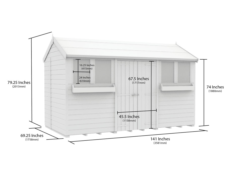 6ft x 12ft Apex Summer Shed