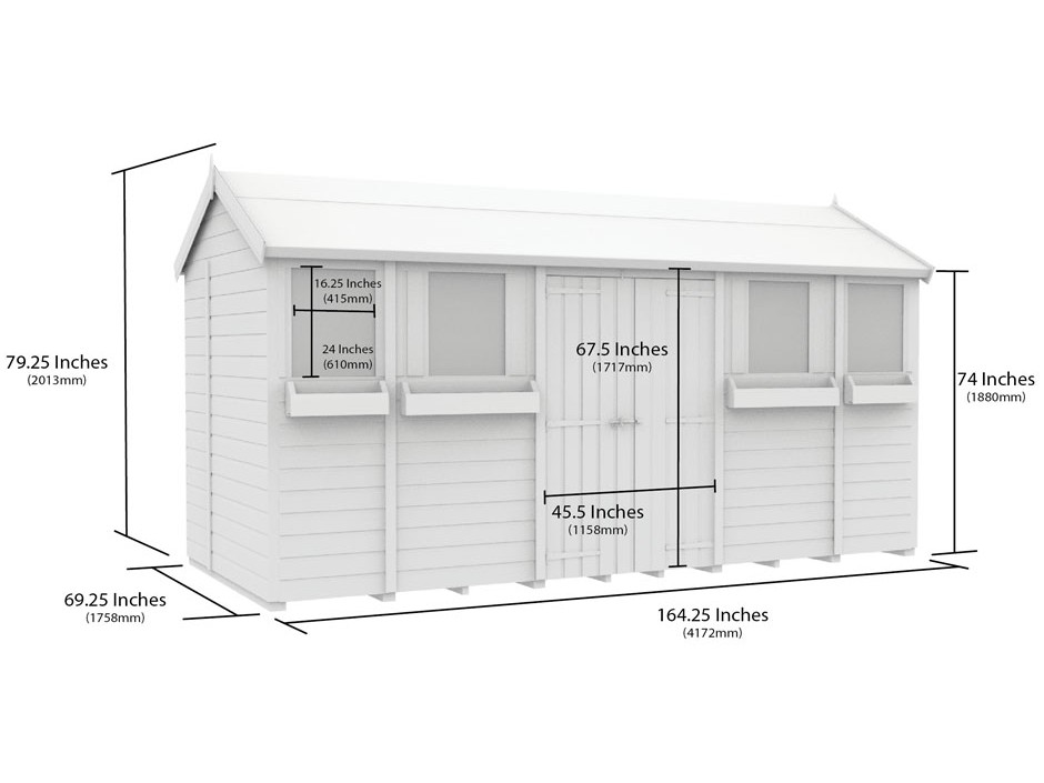 6ft x 14ft Apex Summer Shed