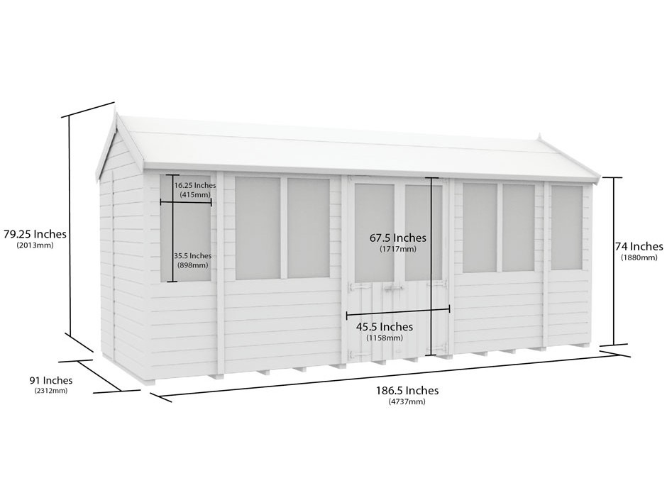 8ft x 16ft Apex Summer Shed